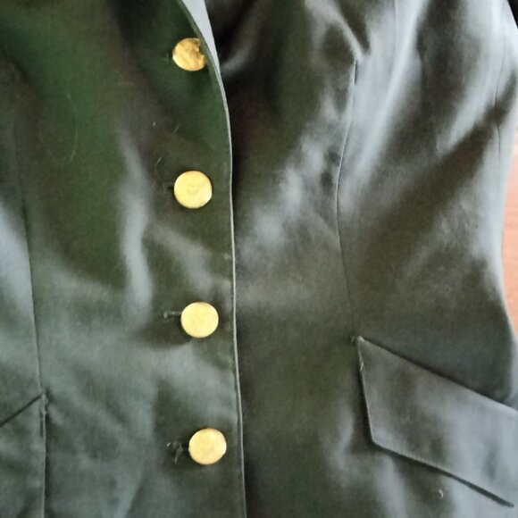 Womens Military Uniform Green Blazer Jacket 14 Vintage US Costume Cavalier - Picture 4 of 8